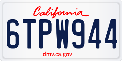 CA license plate 6TPW944