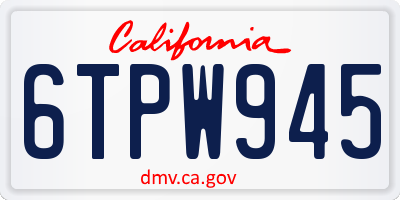 CA license plate 6TPW945