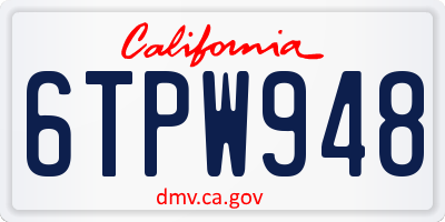 CA license plate 6TPW948