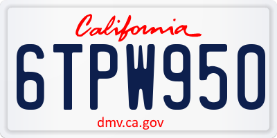 CA license plate 6TPW950