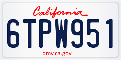 CA license plate 6TPW951