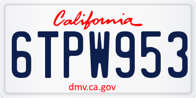 CA license plate 6TPW953