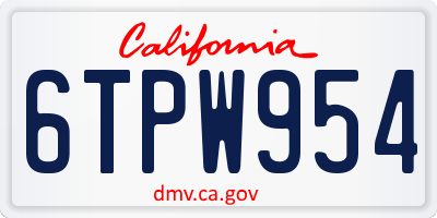 CA license plate 6TPW954