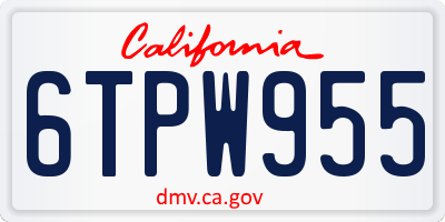 CA license plate 6TPW955