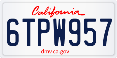 CA license plate 6TPW957