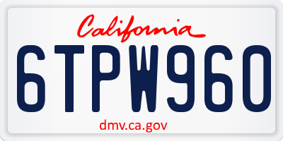 CA license plate 6TPW960