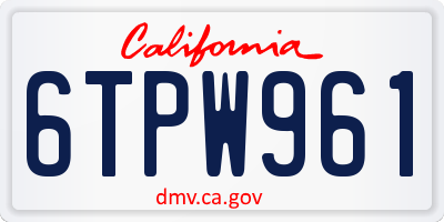 CA license plate 6TPW961
