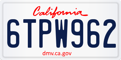 CA license plate 6TPW962