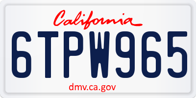 CA license plate 6TPW965