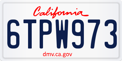 CA license plate 6TPW973