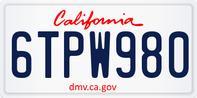 CA license plate 6TPW980