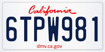 CA license plate 6TPW981