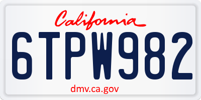 CA license plate 6TPW982