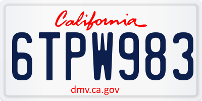 CA license plate 6TPW983