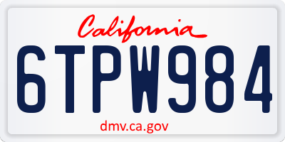 CA license plate 6TPW984