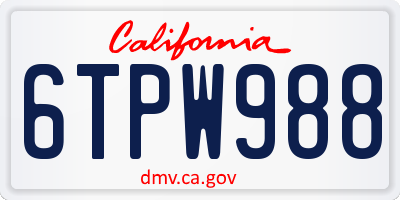 CA license plate 6TPW988