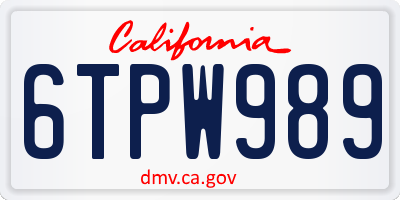 CA license plate 6TPW989