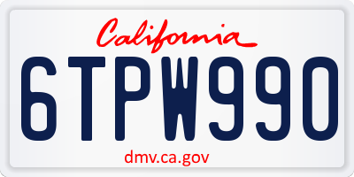 CA license plate 6TPW990