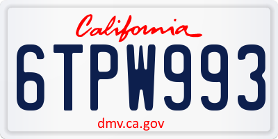 CA license plate 6TPW993