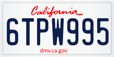 CA license plate 6TPW995