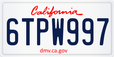 CA license plate 6TPW997