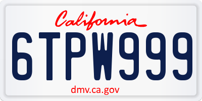 CA license plate 6TPW999