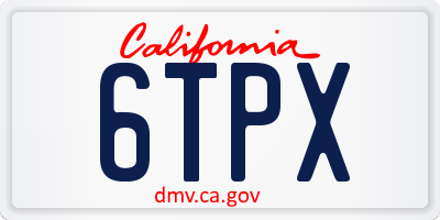 CA license plate 6TPX