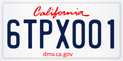 CA license plate 6TPX001