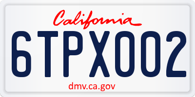 CA license plate 6TPX002