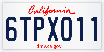 CA license plate 6TPX011