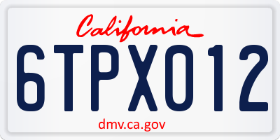 CA license plate 6TPX012