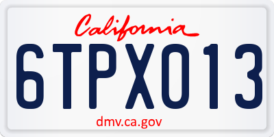 CA license plate 6TPX013