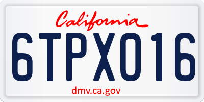 CA license plate 6TPX016