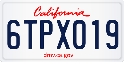 CA license plate 6TPX019