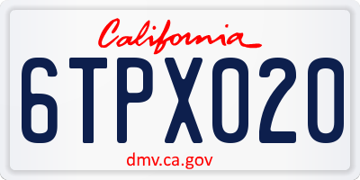 CA license plate 6TPX020