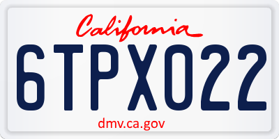 CA license plate 6TPX022