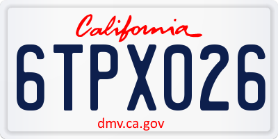 CA license plate 6TPX026