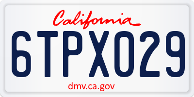 CA license plate 6TPX029