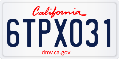 CA license plate 6TPX031