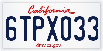 CA license plate 6TPX033