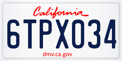 CA license plate 6TPX034