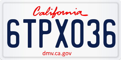 CA license plate 6TPX036