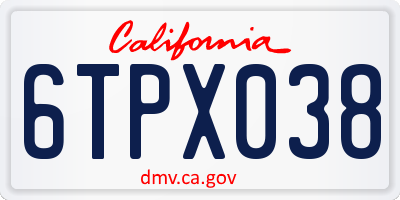 CA license plate 6TPX038