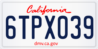 CA license plate 6TPX039