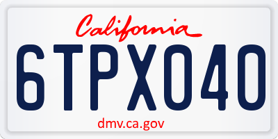 CA license plate 6TPX040