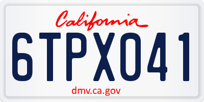 CA license plate 6TPX041