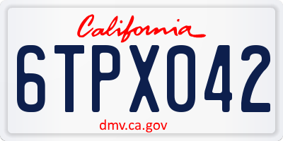 CA license plate 6TPX042