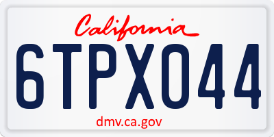 CA license plate 6TPX044