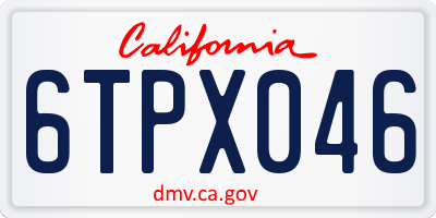 CA license plate 6TPX046