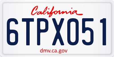 CA license plate 6TPX051